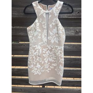 SOLD tan & white cocktail dress from Australia